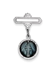 Enameled Miraculous Medal Pin- Sterling Silver Enameled Miraculous Medal Pin