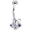 Solid 14KT White Gold Cubic Zirconia FLOWER Belly Ring