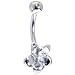 Solid 14KT White Gold Cubic Zirconia FLOWER Belly Ring