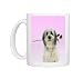 DOG - Polish Lowland Sheepdog - with rose in its mouth, pink background Photo Mugs