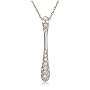 Platinum Overlay Sterling Silver Cubic Zirconia Pave Accent Pendant