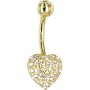 Solid 14kt Yellow Gold Cubic Zirconia Paved Heart Belly Ring