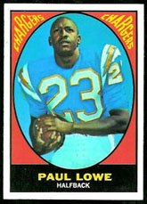 1967 Topps Regular (Football) Card# 121 Paul Lowe of the San Diego Chargers Fair Condition