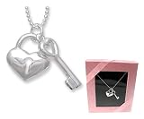 Polished HEART LOCK & KEY Pendant - Gift Boxed