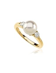 8mm Pearl and Diamond Ring in 14k Gold