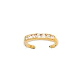 10k Solid Gold Cz Toe Ring Adjustable Body Jewelry
