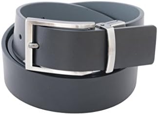 Zinturon Men's Black/Grey Reversible Smooth Leather Belt Versatility with Timeless Style-34