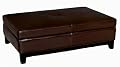 Baxton Furniture Studios Full Leather Cocktail Storage Ottoman, Espresso Brown