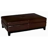 Baxton Furniture Studios Full Leather Cocktail Storage Ottoman, Espresso Brown by Baxton Furniture Studios