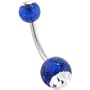 Crystalline Double Gem Blue Glitter Belly Button Ring