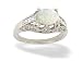 Jewelry : 14K White Gold Genuine Oval Opal and Diamond Antique Style Ring