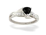 14K White Gold Genuine Trillion Black Onyx and Diamond Ring