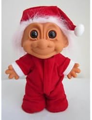 Single Detail Page Misc: Russ Christmas Santa Troll Doll Pink Hair Red Trap Door Pajamas - Russ