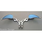 Chrome Motorcycle Mirrors Blade Tear Drop w Flame Pair SF003 by GP Thunder