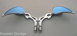 Chrome Motorcycle Mirrors Blade/Tear Drop w/Flame Pair SF003