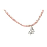13 + 2 Inch Extension Pink Seed Bead Child's Necklace with a Unicorn Charm