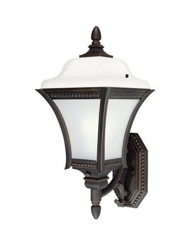 Westinghouse 64826 One-Light Outdoor Upward Wall Sconce, Oil Rubbed Bronze with Frosted Glass
