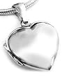 Sterling Silver Smooth Classic Heart Locket Pendant with 18" Snake Chain Necklace