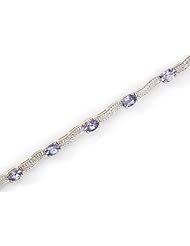 14K White Gold 4x3 Oval Tanzanite and Diamond Bracelet