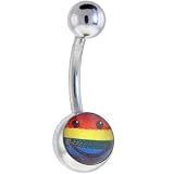 Smiley Face VIBRANT RAINBOW Logo Belly Button Ring