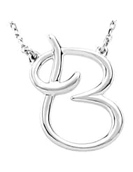 Silver Fashion Script Letter Initial Necklace Pendant " B " Sterling Silver 84635