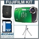 Fujifilm FinePix XP30 Waterproof Digital Camera Kit - Green - with 4GB SD Memory Card, Camera Case, Table Top Tripod,