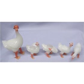 Hand blown glass menagerie, set of 5 geese by Reorient