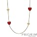 PILGRIM SKANDERBORG, DENMARK Attractive Heart Necklace Made of Yellow Base metal and Red Enamel. Total item weight 48.20g