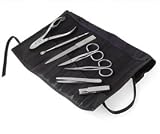Unique INOX Stainless Steel Manicure Set in Black Nappa Leather Case by F.Hammann (Germany)