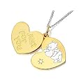 Disney Gold Plated On Silver Winnie The Pooh Double Heart Pendant And Chain