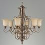 Murray Feiss F2175/6GIS/PCN Alderson Court Six-Light Chandelier in Gilded Imperial Silver/Pecan and Antique Excavation Glass