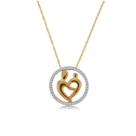 Diamond Circle of Life Pendant 10K Gold Mother & Child