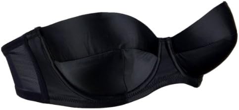 Eda2000 Women's Bra Push Up Satin Silicon Non-slip (34B, Black)