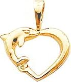 10K Yellow Gold Dolphin & Heart Charm