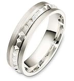 14 Karat 6mm White Gold Multi Texture Wedding Band Ring