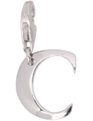 SilberDream Charm letter C, 925 Sterling Silver Charms Pendant with Lobster Clasp for Charms Bracelet, Necklace or Earring FC70C