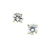 14K Yellow Gold 4.25 MM Cubic Zirconia Children's Earrings