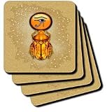 A scarab inspired by the artworks and beliefs of the ancient Egyptians and the jewelry they wore - Set Of 8 Ceramic Tile Coasters