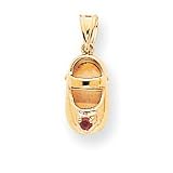 14k 3-D July Ruby Engraveable Baby Shoe Charm