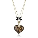 Betsey Johnson Lovely Leopard Two Row Heart Ne