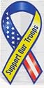 Support Our Troops Red, White, Blue & Yellow 8" Ribbon Car Magnet