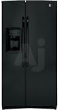 Review GE  / GE GSHF5MGXBB 25.4 cu. ft. Side-by-Side Refrigerator with 3 Glass Shelves, Clear Gallon Door Storage, 2-Stack Drawer System, Turbo Cool Setting and External Ice/Water Dispenser: Black