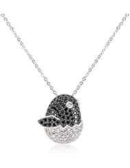 Black and White CZ Baby Bird Pendant