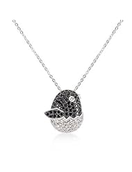 Alexander James White Gold Rhodium and Black Rhodium Black and White CZ Baby Bird Pendant with 18 Inch Chain Included in Tutone