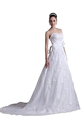 A-line Belted Lace Natural   Waistline Floor Length Sweetheart  Dress with a Chapel Train 