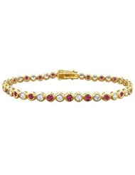 Ruby and Diamond Tennis Bracelet 18K Yellow Gold - 2.00 CT TGW