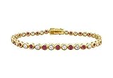 Ruby and Diamond Tennis Bracelet : 14K Yellow Gold - 3.00 CT TGW