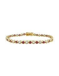 Ruby and Diamond Tennis Bracelet 14K Yellow Gold - 3.00 CT TGW
