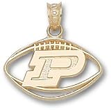 Purdue Boilermakers Solid 10K Gold ''P'' Pierced Football Pendant