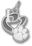 Clemson Tigers Solid Sterling Silver ''I Heart'' Paw 1/2'' Enamel Pendant